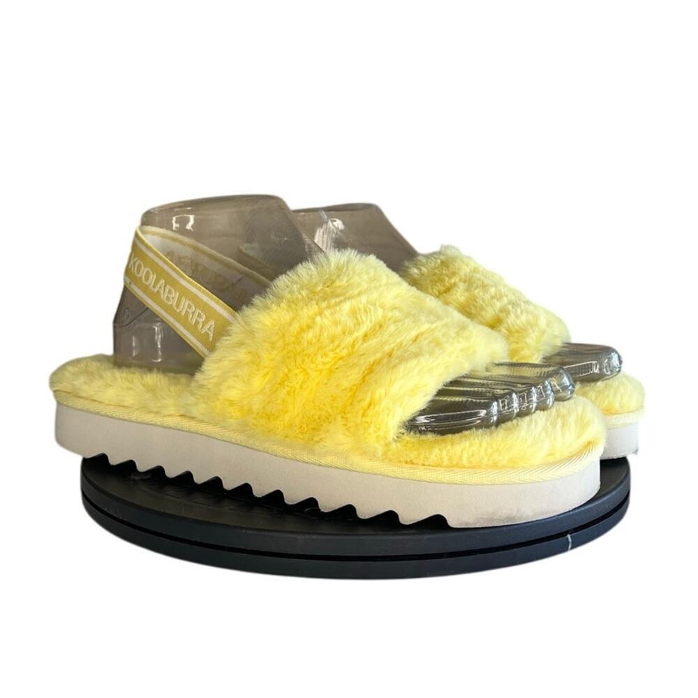 Koolaburra‎ by UGG Fluff Yeah Slip On Sandals Size 4 Yellow White - Picture 3 of 5